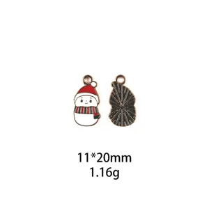 Pendentif bonhomme de neige Noël émail alliage DIY accessoire de bijoux détail 11x20mm
