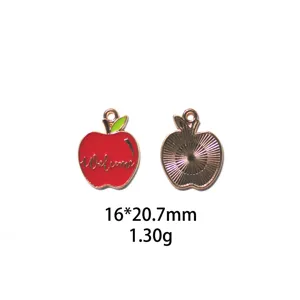Pendentifs pomme émaillés rouge ton or accessoires de fabrication de bijoux DIY pour porte-clés