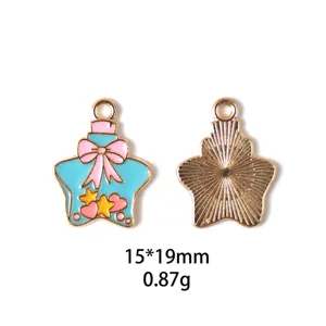 Joli charm pendentif étoile en alliage émaillé avec nœud pour la création de bijoux DIY.