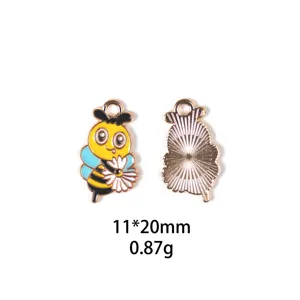 Charm pendentif abeille émail alliage tournesol DIY fabrication de bijoux porte-clés accessoires