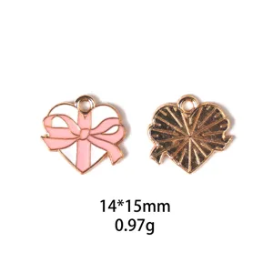 Pendentif cœur émaillé en alliage nœud papillon DIY accessoires de bijoux pour porte-clés et colliers.