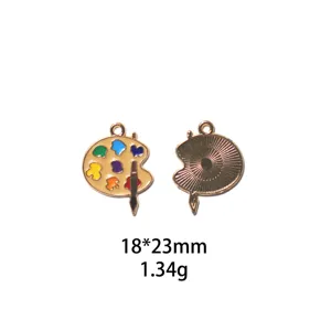 DIY Pendentif breloque palette de peinture en alliage émaillé pour bijoux 18x23mm 1.34g.