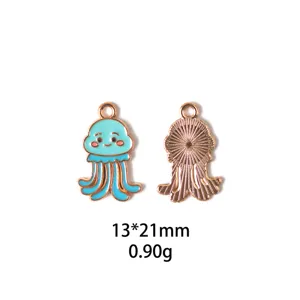 Mignon pendentif méduse bleue en alliage DIY accessoires de bijoux porte-clés 13x21mm