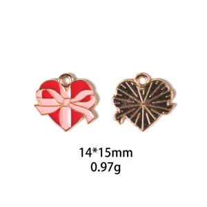 Pendentif cœur en émail nœud papillon DIY accessoire bijoux alliage pour porte-clés artisanat