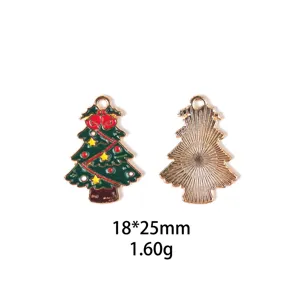 Pendentif en alliage d'arbre de Noël, vue détaillée montrant clairement le recto et verso.