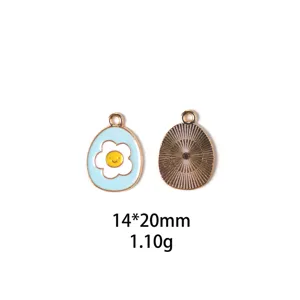 Paasei madeliefje geëmailleerde legering hanger DIY sieraden accessoire, 14x20mm 1.10g.