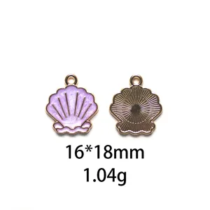 Geëmailleerde schelp legering bedel voor DIY sieraden maken, lichte en leuke zomerstijl.
