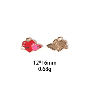 Pendentif cœur en émail alliage accessoire de bijoux DIY porte-clés 12x16mm