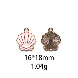 Schelp emaille hanger voor DIY sieraden maken, 16x18mm legering accessoire detailweergave.