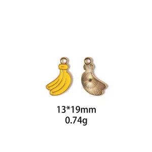 Pendentif en alliage emaille banane accessoires de bijoux DIY vue detaillee 13x19mm
