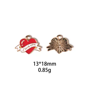 Pendentif cœur amour saint-valentin en alliage goutte d'huile accessoire bijoux DIY 13x18mm