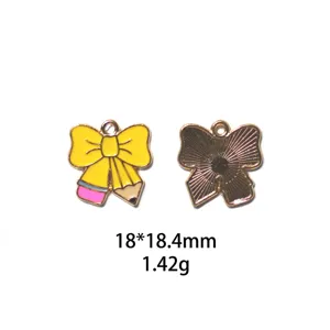 Joli pendentif en alliage émaillé ruban crayon accessoire bijoux DIY pour sac à main