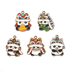 Pendentifs en alliage émaillé de panda de style chinois mignon pour la fabrication de bijoux DIY.