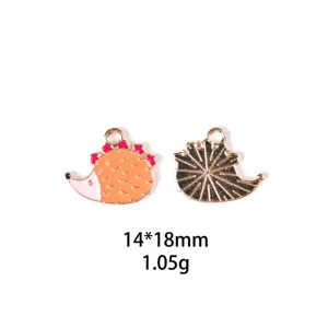 Joli pendentif en alliage émaillé hérisson, accessoire de bijoux DIY pour porte-clés.