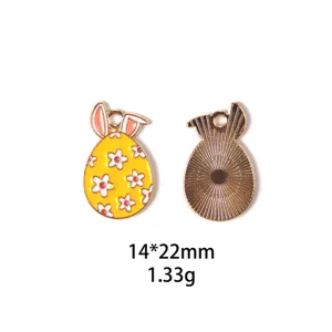 Paasei konijn metaal geëmailleerd hanger DIY legering sieraden accessoires 14x22mm