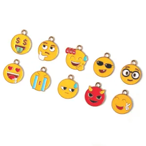 Jolis pendentifs émaillés en métal emoji bricolage ensemble d'accessoires de bijoux porte-clés