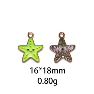 Zeester emaille hanger DIY legering sieraden accessoire voor sleutelhanger, 16x18mm.