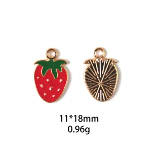 Pendentif breloque fraise en métal alliage accessoires de bijoux DIY, taille 11x18mm, poids 0.96g.