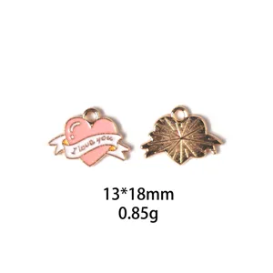 Pendentif cœur émaillé lettre d'amour en alliage Saint-Valentin bijoux DIY accessoire
