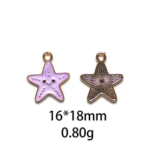 Geemailleerd zeester legering hanger bedel, 16x18mm DIY sieraden accessoire voor sleutelhanger maken.