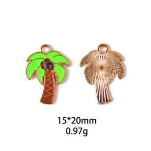 Pendentif en alliage de palmier en émail pour fabrication de bijoux DIY, taille 15x20mm.