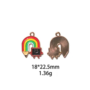 Pendentif en alliage de crayon arc-en-ciel émaillé DIY accessoire de charme de bijoux