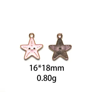 Detail emaille zeester hanger, 16x18mm legering DIY sieraden accessoire voor sleutelhanger.