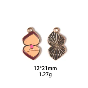 Pendentif boîte cadeau cœur émail alliage accessoire bijoux DIY 12x21mm 1.27g charme