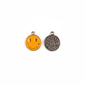Alloy gele smiley gezicht DIY bedel hanger schattige geëmailleerde sieraden accessoires.