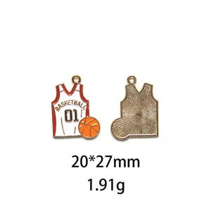 Pendentif maillot de basket en émail DIY alliage accessoire de bijoux pour porte-clés et artisanat.