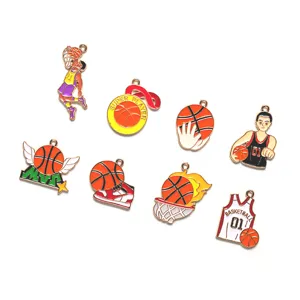 Breloques en Alliage Émail Thème Sport Basketball Accessoires Fabrication Bijoux DIY Pendentifs Maillot Pour Porte-clés Artisanat