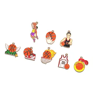 Lot de pendentifs de basket en alliage émaillé pour bijoux DIY, porte-clés et accessoires.