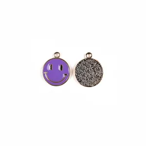 Paarse geëmailleerde smiley metalen hanger DIY sieraden accessoires sleutelhangers.