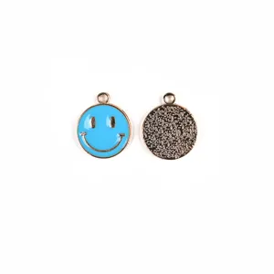 Blauwe geëmailleerde smiley bedel hanger legering DIY sieraden accessoires sleutelhanger