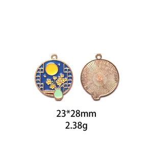 Geemailleerde maan vaas hanger legering DIY sieraden accessoires sleutelhanger 23x28mm