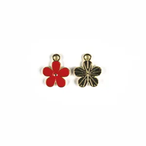 Leuke vijfbladige bloem metalen legering emaille bedels DIY sieraden hanger accessoires