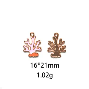 Style plage océan d'été pendentif corail émail alliage DIY accessoires de bijoux 16x21mm
