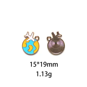 Jolis charmants pendentifs en métal émaillé avion terre accessoires bijoux DIY 15x19mm