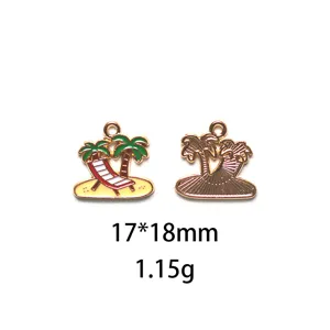 Pendentifs charms en émail alliage plage d'été pour la création de bijoux DIY et porte-clés.
