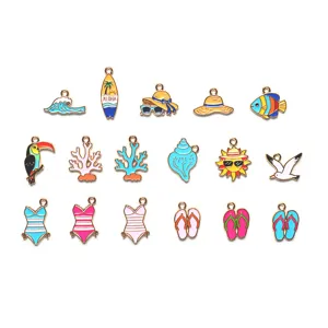Pendentifs Émaillés en Alliage DIY Série Océan Plage d'Été Charms Mignons Colorés Pour Porte-clés Collier Accessoires de Cheveux