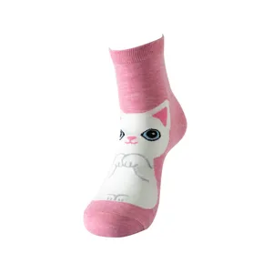 Süße rosa Damen Socken mit Katzen Motiv Baumwolle lässig neuartige Tiermotive Socken