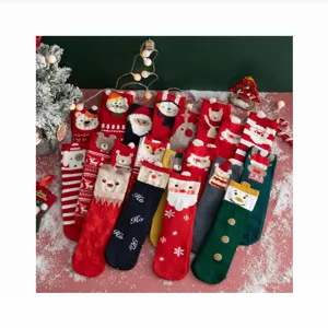 Christmas cartoon mid-tube socks festive red winter gift set for women cozy cute wear