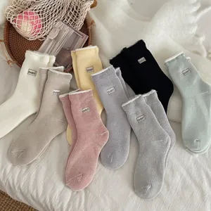 Gemütliche Damen Thermo Socken gefüttert dicke warme Wintersocken Hausschuhe 1 Paar