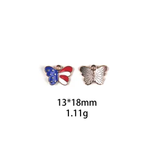Amerikaanse vlag vlinder legering hanger DIY sieraden accessoires sleutelhanger leuk