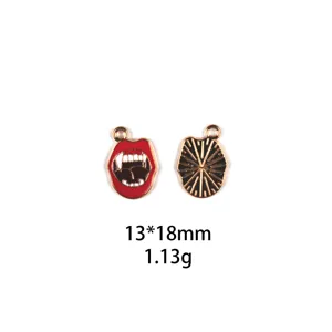 Vampirlippen und abstrakte Sonnenstrahl-Legierungsanhänger für Halloween Schmuck und DIY.