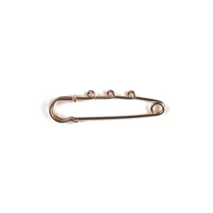 Gold safety pin brooch with decorative loops, DIY jewelry accessory crafting supply.