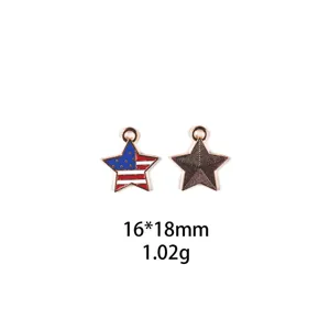 Onafhankelijkheidsdag Amerikaanse vlag ster legering hanger DIY sieraden accessoires 16x18mm