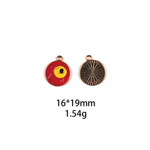 Detailansicht Halloween Augapfel Emaille Legierung Anhänger, Größe 16x19mm, ideal zum Basteln.
