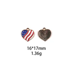 USA vlag hart legering hanger DIY sieraden accessoires 16x17mm 1.36g sleutelhanger bedel