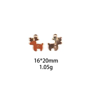 Goudkleurige kerst rendier hangers van metaal voor DIY sieraden, 16x20mm, 1.05g.
